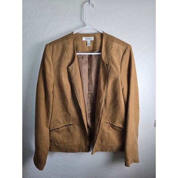 DressBarn Jackets & Blazers - DressBarn Faux Suede Jacket size Medium brown tan Blazer